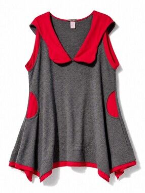 Design Today's SONG & SUNG Artsy Lagenlook Asymmetrical Tunic XL Wired Collar
